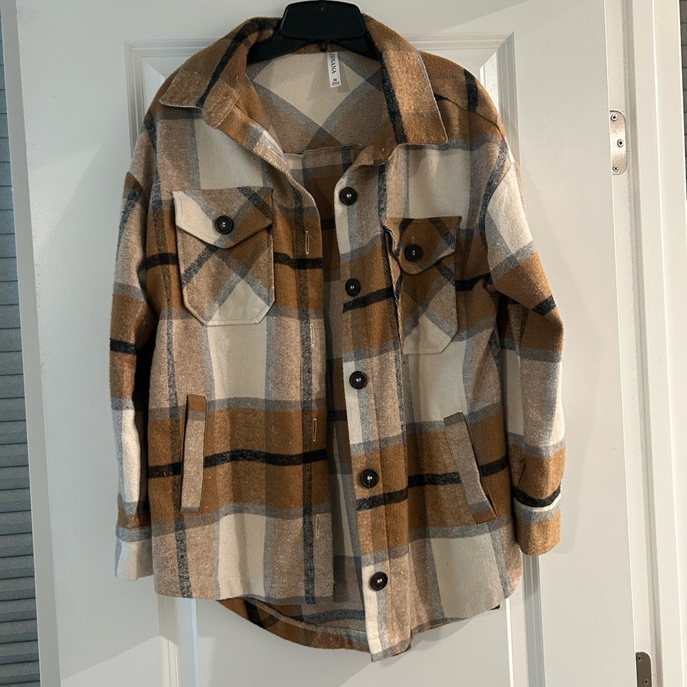 Plaid Button-Up Jacket